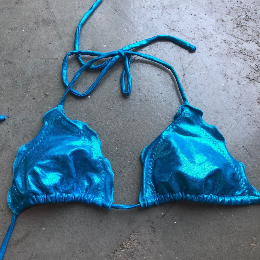 Blue Metallic Bikini Top